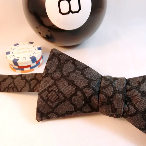 Black Abstract Floral Bow Tie