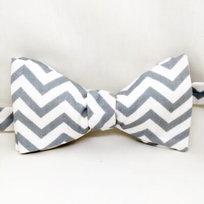 Grey Chevron Bow Tie