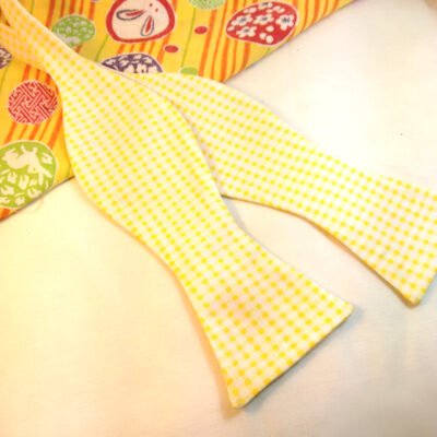 Yellow Gingham Bow Tie
